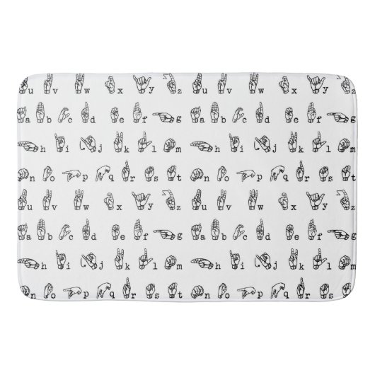 Amerikanisches Gebärdensprache-Alphabet in Badematte (Vorderseite)