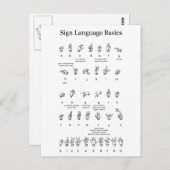 Amerikanisches Gebärdensprache-Alphabet und Zahlen Postkarte (Vorne/Hinten)