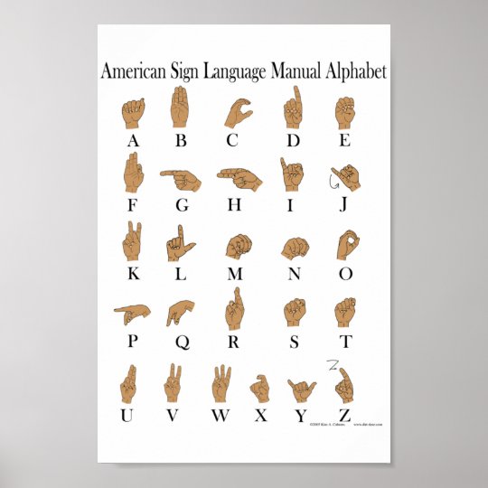 Amerikanisches Gebardensprache Asl Alphabet Plakat Poster Zazzle De