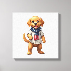Amerikanisches Goldenes Welpen Vintage Patriotisch Leinwanddruck