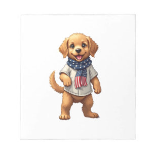 Amerikanisches Goldenes Welpen Vintage Patriotisch Notizblock