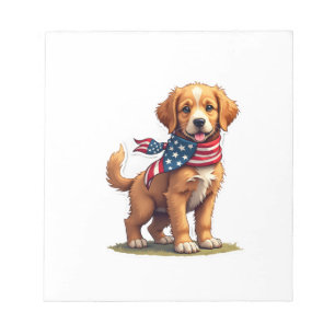 Amerikanisches Goldenes Welpen Vintage Patriotisch Notizblock