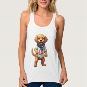 Amerikanisches Goldenes Welpen-Vintage-Patriotismu Tank Top