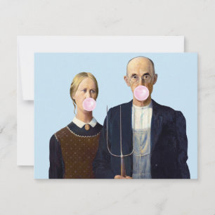 Amerikanisches Gothic-Paar bläst Bubble Gum