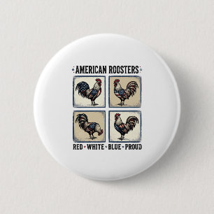 Amerikanisches Hähnen Vintage Patriotisches Shirt  Button