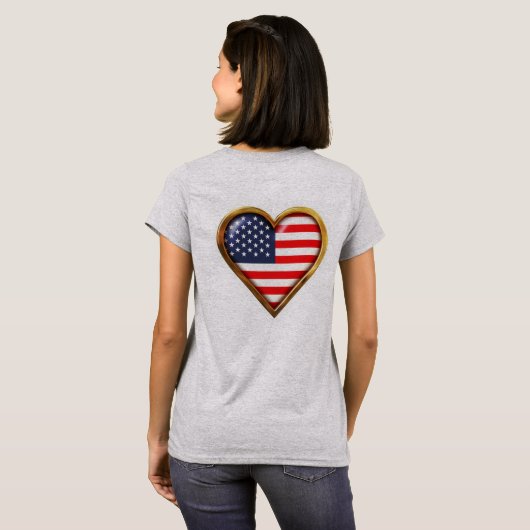 amerikanisches Herz T-Shirt (Schwarz voll)