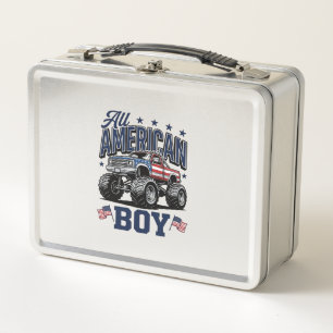 Amerikanisches Jungen-Monster-Truck-Retro-Patrioti Metall Brotdose