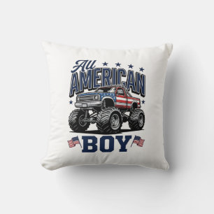Amerikanisches Jungen-Monster-Truck-Vintage-Patrio Kissen