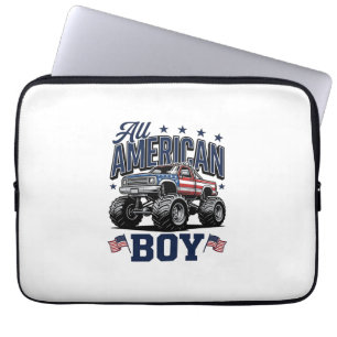 Amerikanisches Jungen-Monster-Truck-Vintage-Patrio Laptopschutzhülle