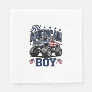 Amerikanisches Jungen-Monster-Truck-Vintage-Patrio Serviette