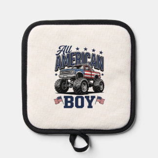 Amerikanisches Jungen-Monster-Truck-Vintage-Patrio Topflappen