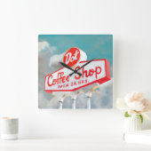 Amerikanisches Kaffeestube-Zeichen des Quadratische Wanduhr (Zuhause)