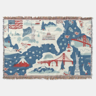 Amerikanisches Landmarken-Muster im Vintage-Stil ( Decke