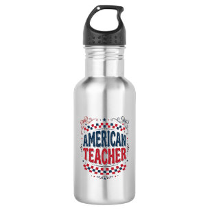 Amerikanisches Lehrer-Patriotisches Vintage-Shirt- Edelstahlflasche