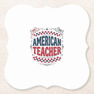 Amerikanisches Lehrer-Patriotisches Vintage-Shirt- Untersetzer