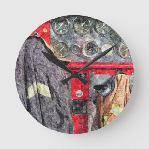 Amerikanisches Löschfahrzeug Runde Wanduhr