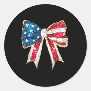 Amerikanisches Mädchen 4. Juli Amerikanische Flagg Runder Aufkleber