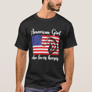 Amerikanisches Mädchen, das Pferde liebt Reiterin T-Shirt