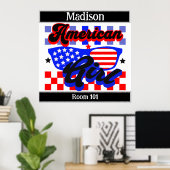 Amerikanisches Mädchen. US Flagge. Sonnenbrille. B Poster (Heimbüro)