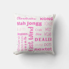 Amerikanisches Mah Jongg Kissen mit rosa Worten