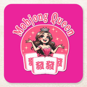 Amerikanisches Mahjong Queen Pink Crown Tischdesig Rechteckiger Pappuntersetzer