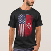 Amerikanisches maltesisches Flaggen-T - T-Shirt (Vorderseite)