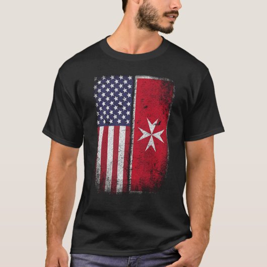 Amerikanisches maltesisches Flaggen-T - T-Shirt (Vorderseite)