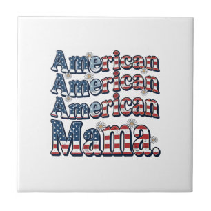 Amerikanisches Mama Patriotisches Vintage-Gravur-S Fliese