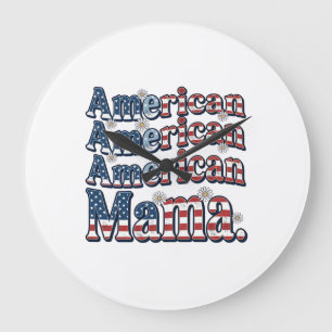 Amerikanisches Mama Patriotisches Vintage-Gravur-S Große Wanduhr