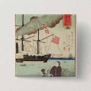 Amerikanisches Marineschiff in einem japanischen Button