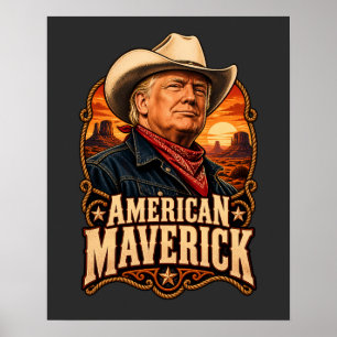 Amerikanisches Maverick-Western-Porträt Kohle Poster