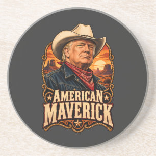 Amerikanisches Maverick-Western-Porträt rund Getränkeuntersetzer