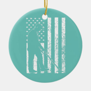 Amerikanisches Metalldetektor USA-Flagge Vintage Keramik Ornament