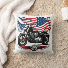 Amerikanisches Motorrad mit einer Flagge im Hinter Kissen