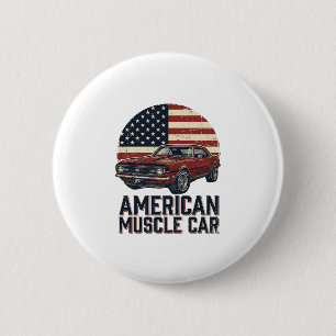 Amerikanisches Muscle-Car-Vintage-Flag-Shirt-Desig Button