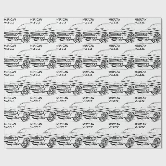 Amerikanisches Muskel-Auto Geschenkpapier (Flach)