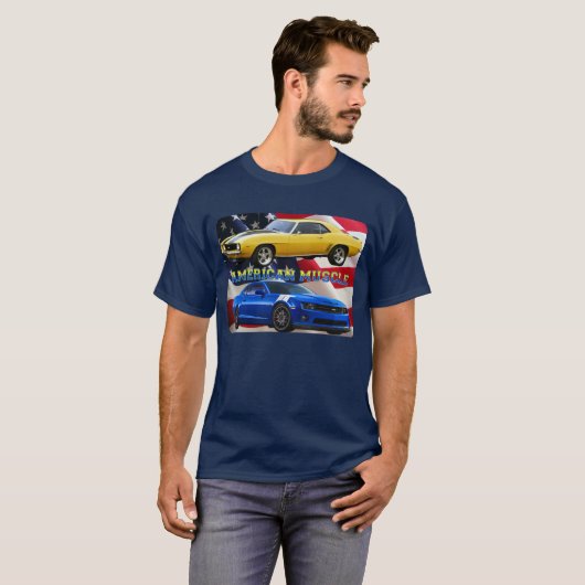 Amerikanisches Muskel Camaro Flaggen-Shirt T-Shirt (Vorne ganz)