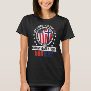 Amerikanisches norwegisches Flaggenherz aus Norweg T-Shirt