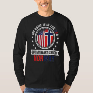 Amerikanisches norwegisches Flaggenherz aus Norweg T-Shirt