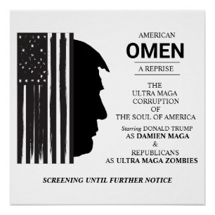 Amerikanisches Omen in Schwarz Poster