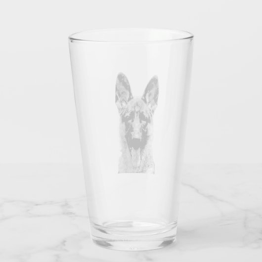 Amerikanisches Pint mit Deutschem Schäferhund Glas (Rückseite)