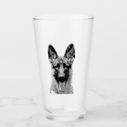 Amerikanisches Pint mit Deutschem Schäferhund Glas (Vorderseite)