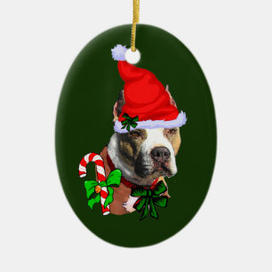 Amerikanisches Pitbull-Terrier-Weihnachten Keramik Ornament