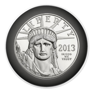 Amerikanisches Platin-Freiheits-Münze ~ Keramikknauf