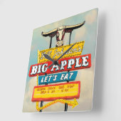 Amerikanisches Restaurant-Zeichen des Quadratische Wanduhr (Winkel)