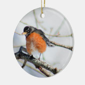 Amerikanisches Rotkehlchen-Foto Keramikornament (Links)