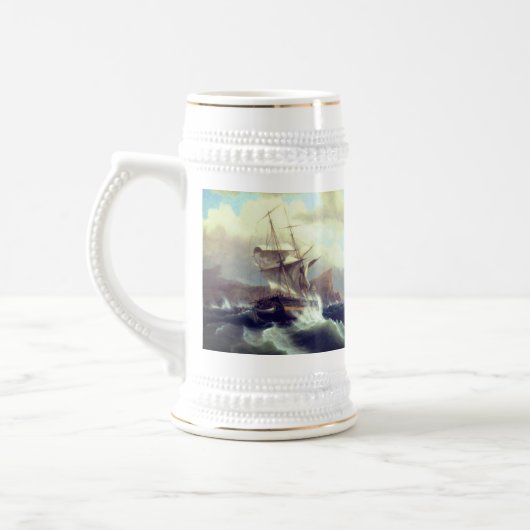 Amerikanisches Schiff in Not 1841 Bierglas (Links)