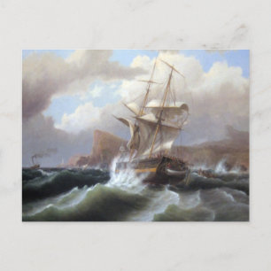 Amerikanisches Schiff in Not 1841 Postkarte