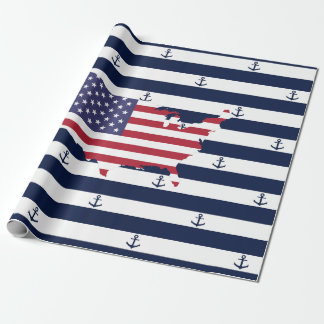 Amerikanisches Seestreifenmuster der Kartenflagge Geschenkpapier