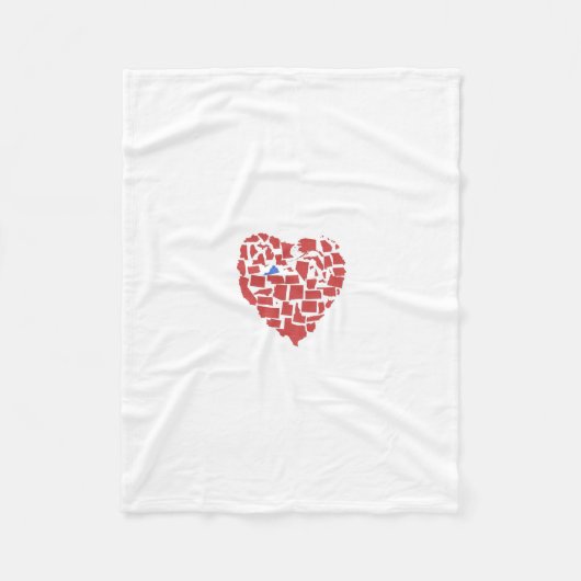Amerikanisches Staats-Herz-Mosaik-Virginia-Rot Fleecedecke (Vorderseite)